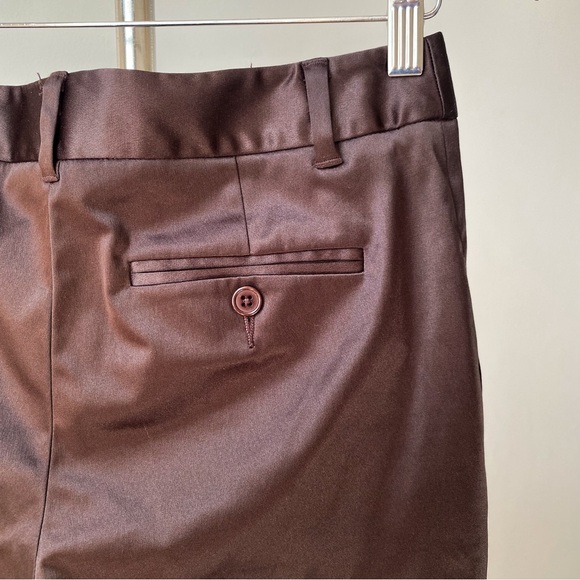 🌿Chocolate Brown Shinny Modern Mid-Rise Suit Pants by Moda - Picture 4 of 7